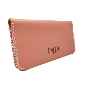 Portofel dama Natty Pell din piele naturala cusut manual roz cu ata alba NTPPDX03RZA