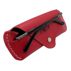 Etui din piele naturala Natty Pell pentru ochelari de vedere rosie