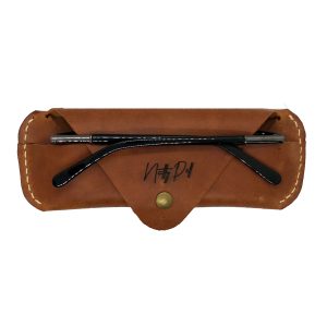 Toc pentru ochelari din piele naturală maro deschis, cusut manual