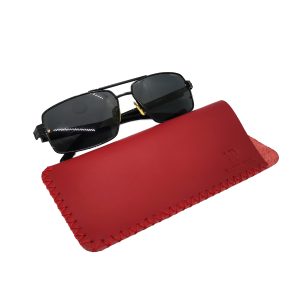 Toc de ochelari Natty Pell din piele naturala rosie, handmade, marime L