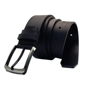 Curea bărbătească din piele naturala neagra cu cataramă metalică, 3.8 cm, handmade în România